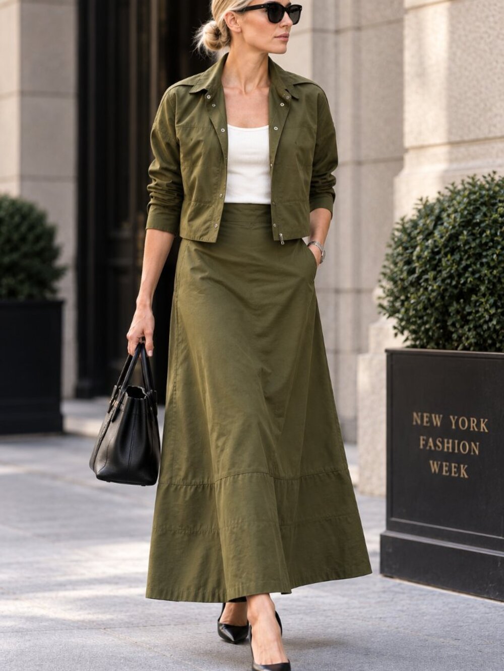 CHANEL 2000 Cruise Olive Utility Skirt Set | Karl Lagerfeld | 00C